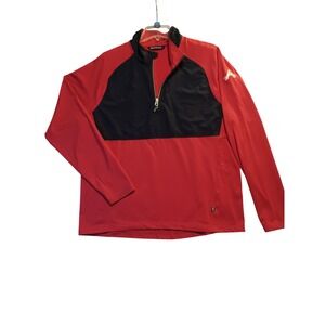 Cutter & Buck Mens Red Black Quarter Zip Pullover Golf Jacket Size L Large